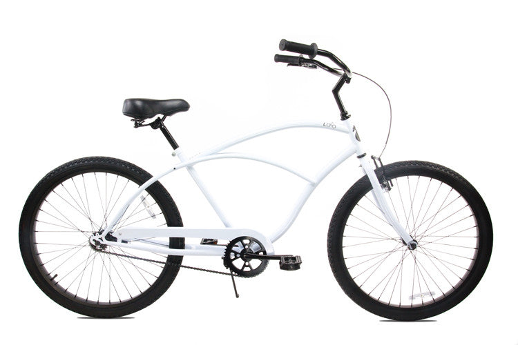 white beach cruiser bike