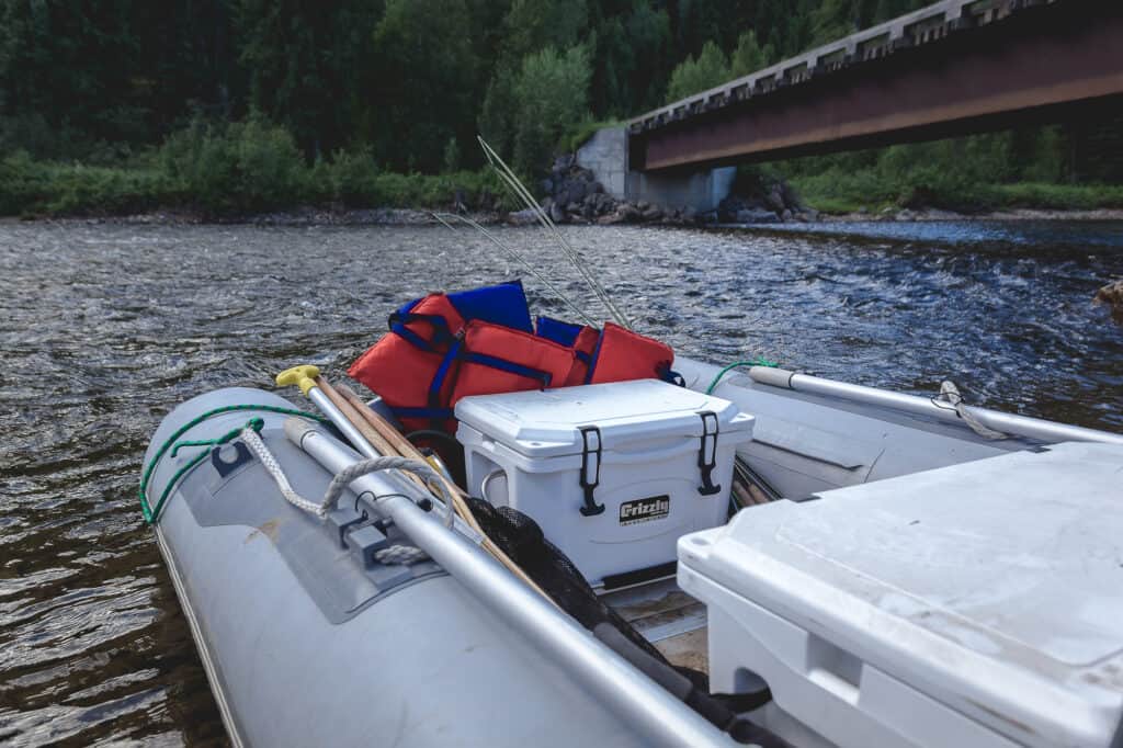 top coolers for boating, white grizzly 40 hard sided cooler in boat