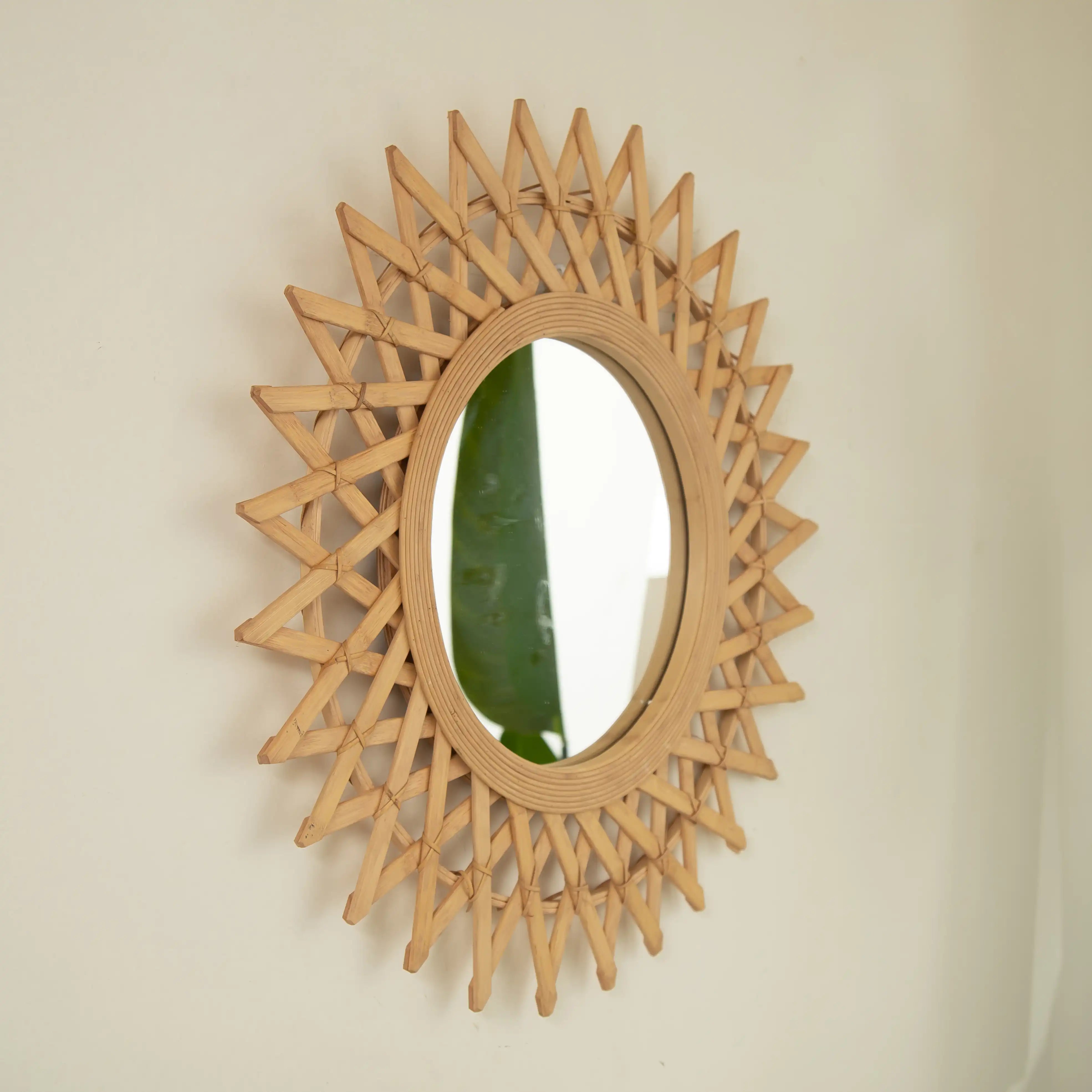 24-inch bamboo bathroom mirror with clear reflective glass | Ace Decor