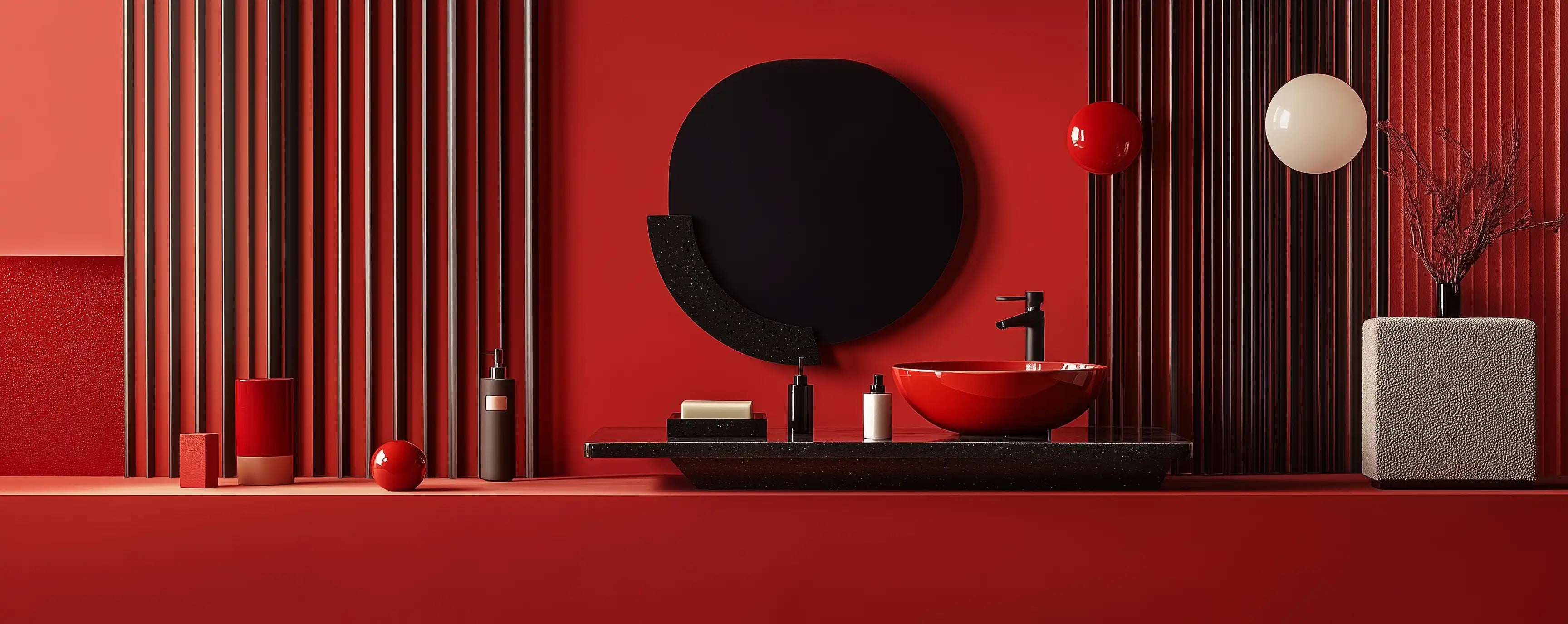 Red style bathroom furniture collection map | ACE DECOR