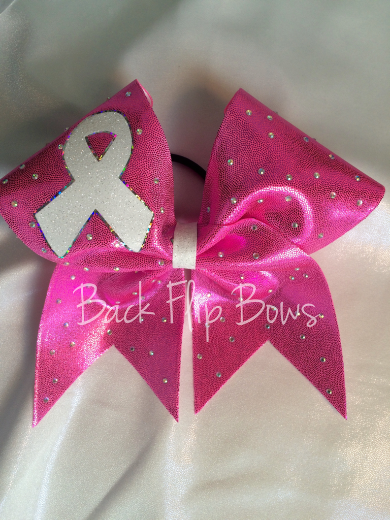 Pink Breast Cancer Awareness Bow Rhinestone Back Flip Bows