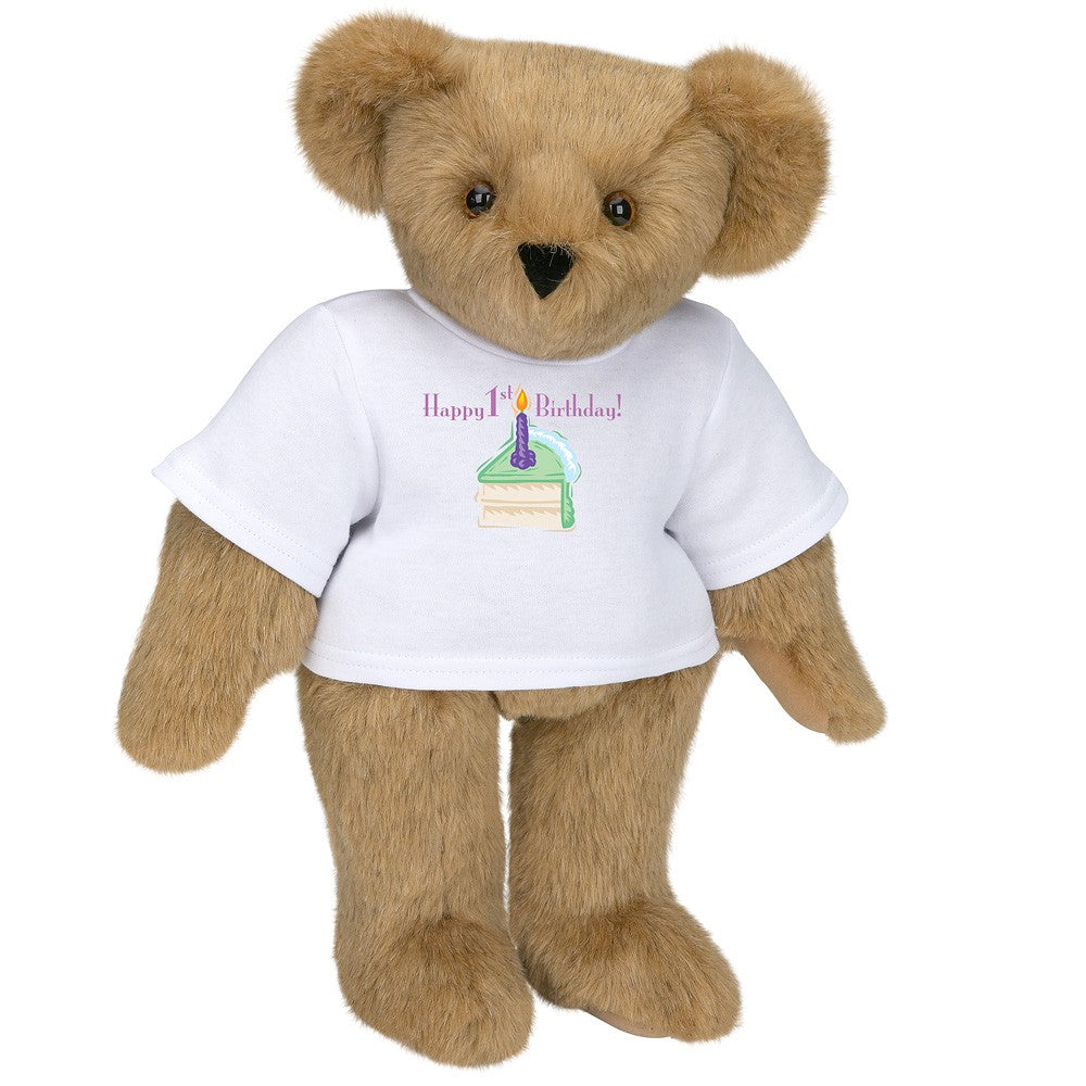  15 In. 1st Birthday T-Shirt Bear-Vanilla 