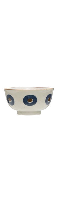 Small Porcelain Bowl - White, Blue & Brown