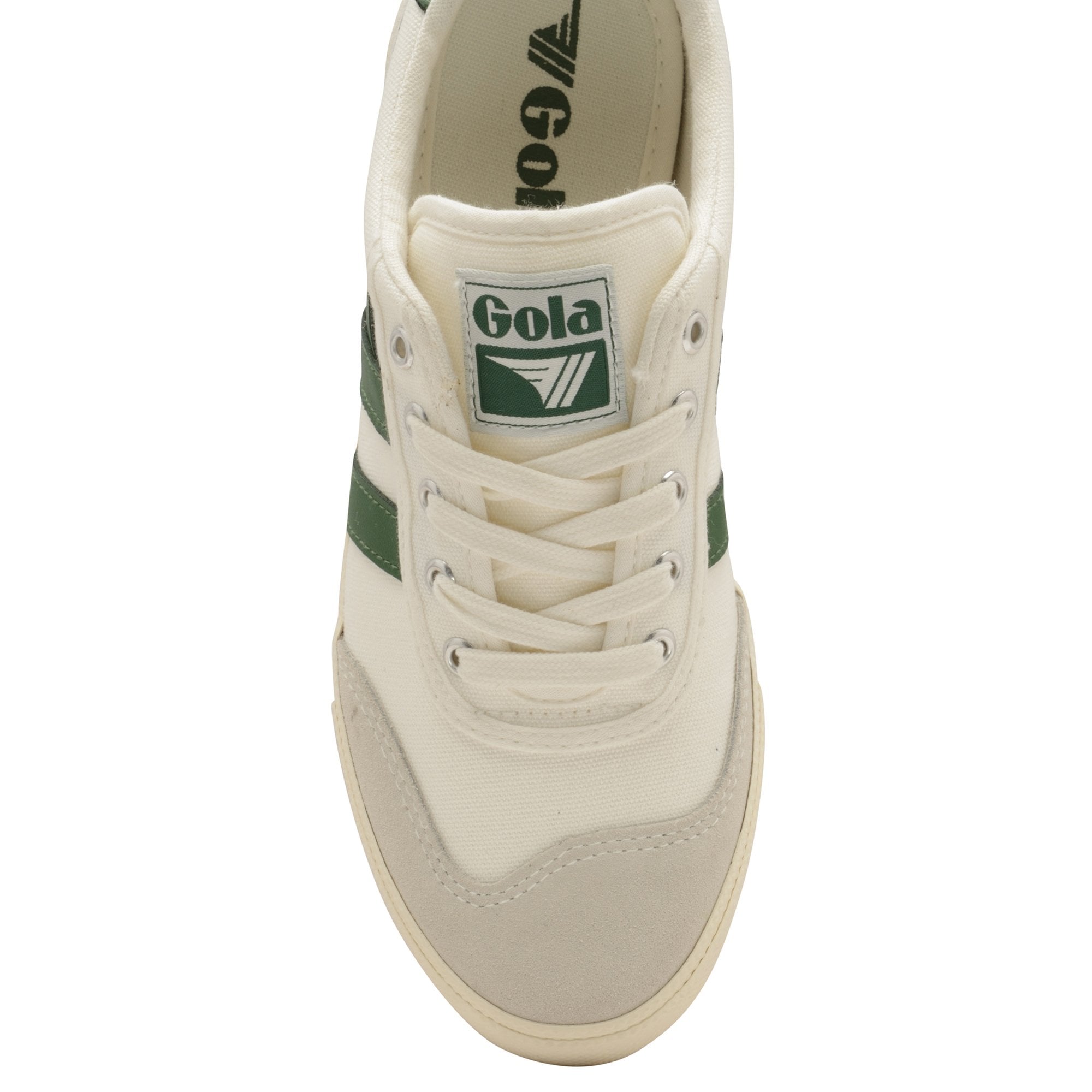 Badminton Lace-Up Plimsoll: Offwhite/Green