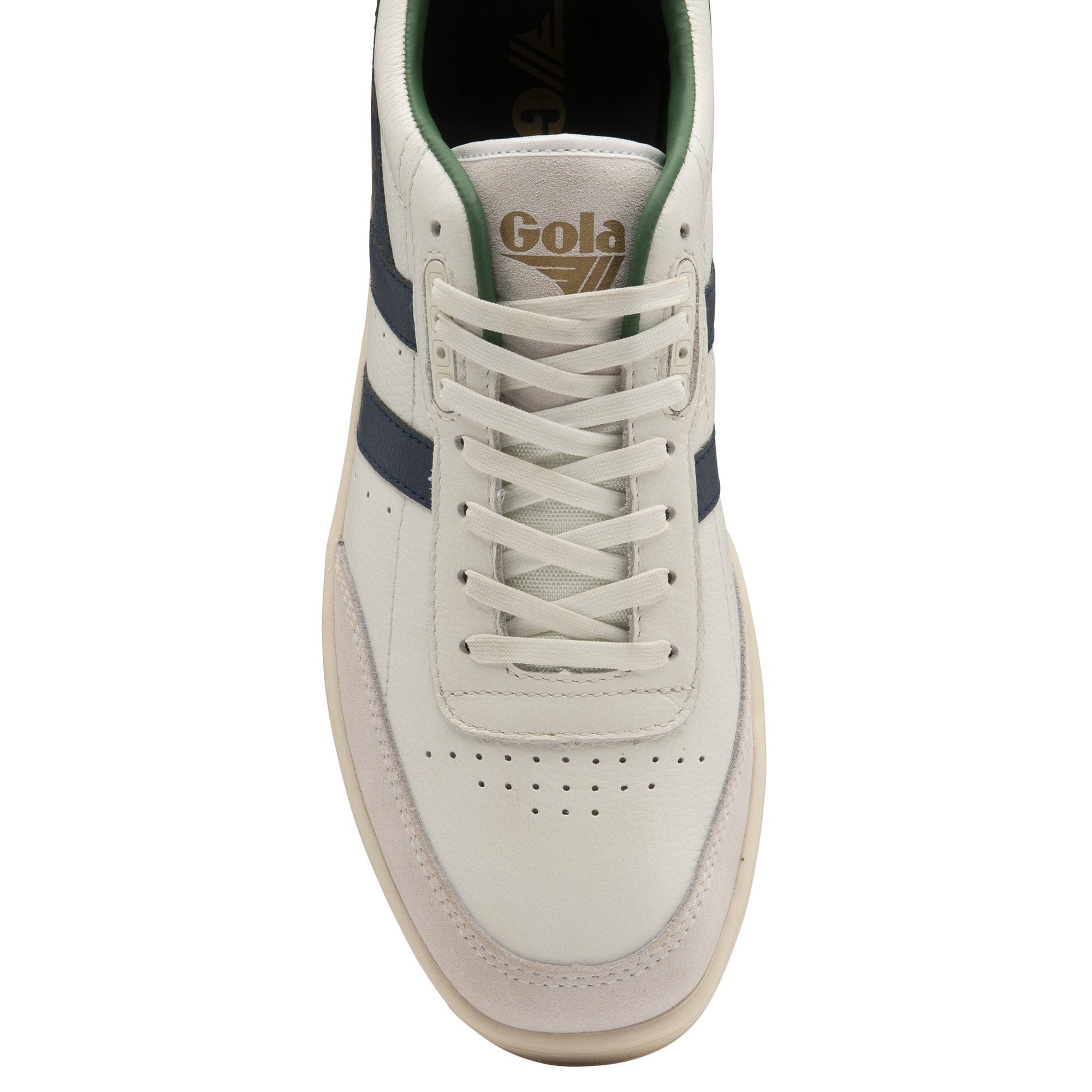 Classics Contact Leather Sneaker: White/Navy/Green