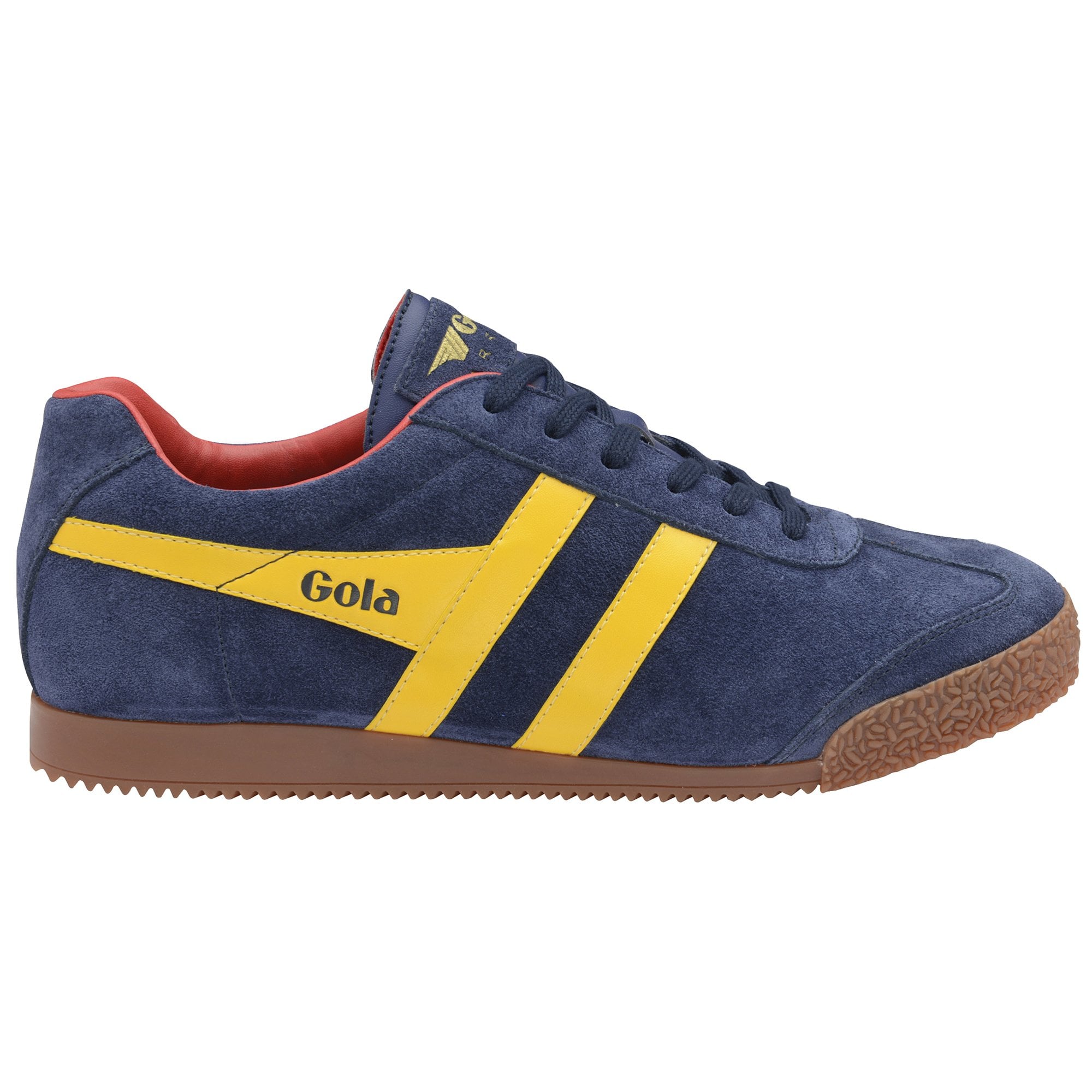 Harrier Lace Up Suede Snaekaer: Navy/Sun/Red