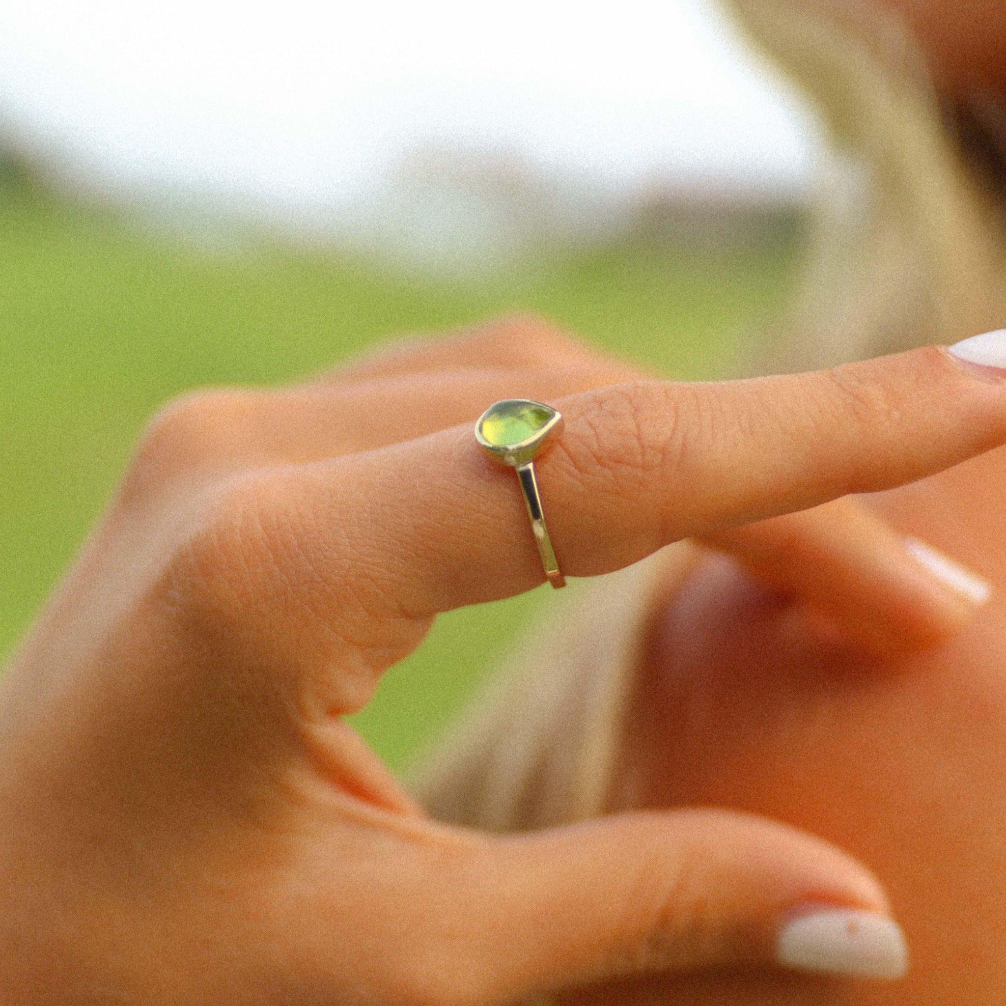 August Birthstone Ring - Peridot - wwwindieandharpercom product image