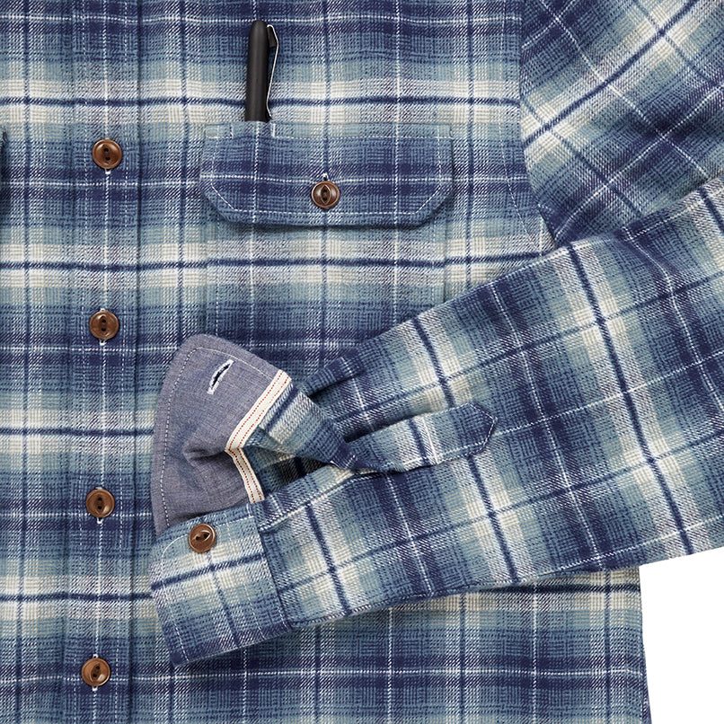 Men's Button Down Plaid Flannel Shirt - Storm Blue Medium