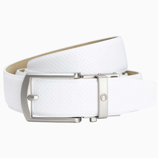 Birdie Matte White Golf Ratchet Belt 1.38