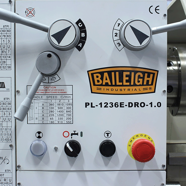 Baileigh PL-1236E-DRO Economical Precision Lathe Specs