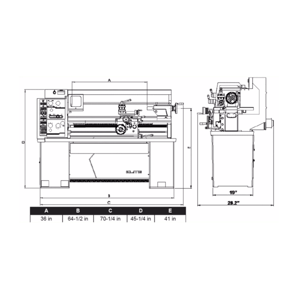 Jet Elite E_1440VS Metal Lathe Diagram