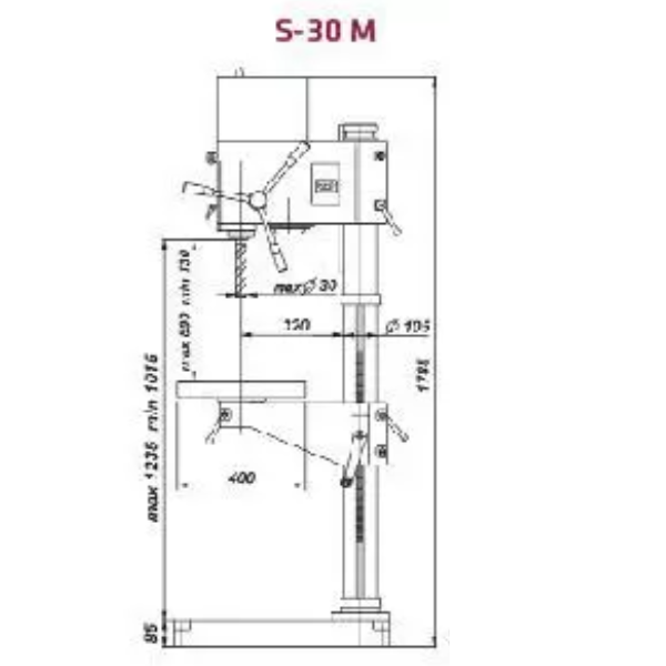 Strands Gear Column Drill S 30 (S 28) Side Dimensions