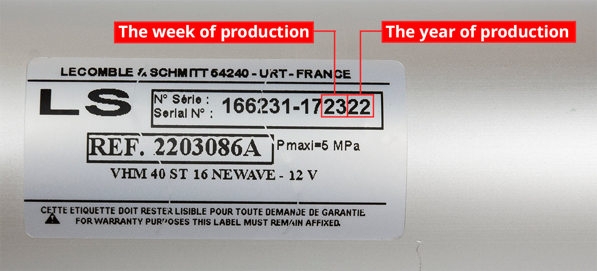 Production date example for Lecomble & Schmitt linear autopilot drive