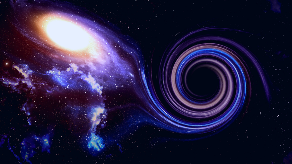 black hole being absorbed by black hole