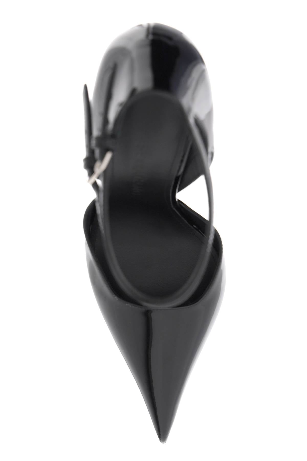 Shop Ferragamo Tapered Patent Leather Sandals With Contoured Heel For Women Ss24 In Black