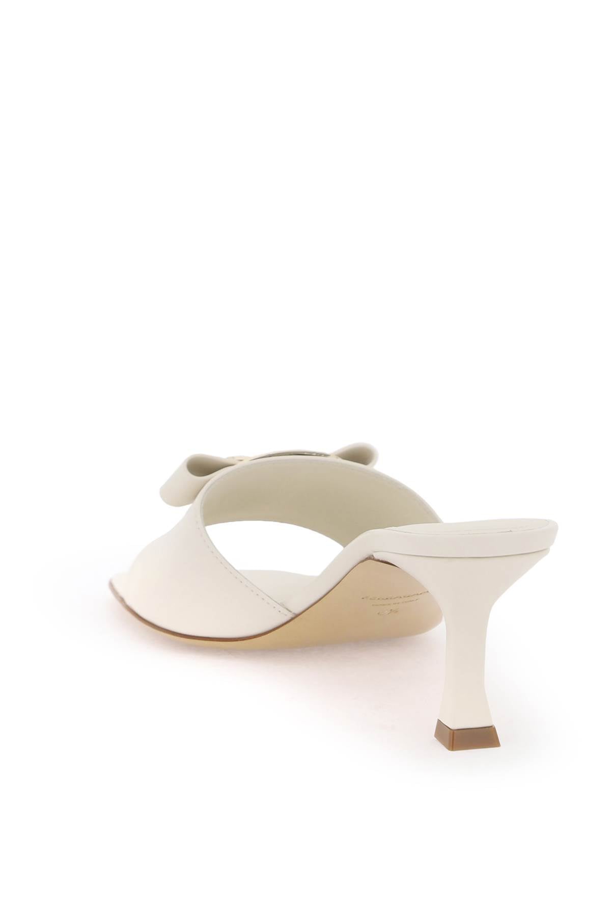 Shop Ferragamo Bow-accented Nappa Leather Flat Sandals For Women In White
