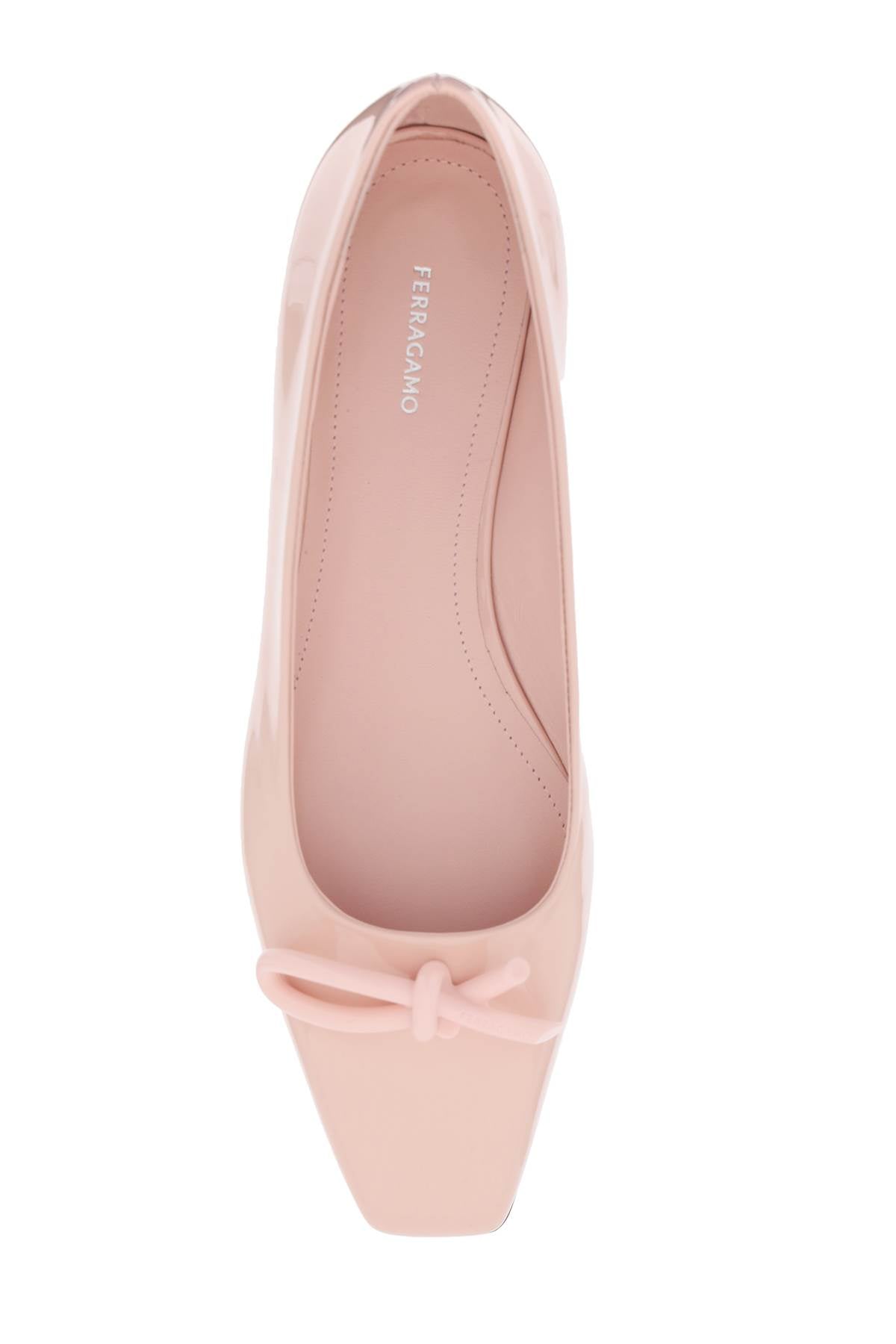 Shop Ferragamo Elegant Pink Ballet Flats With Asymmetrical Bow For Women