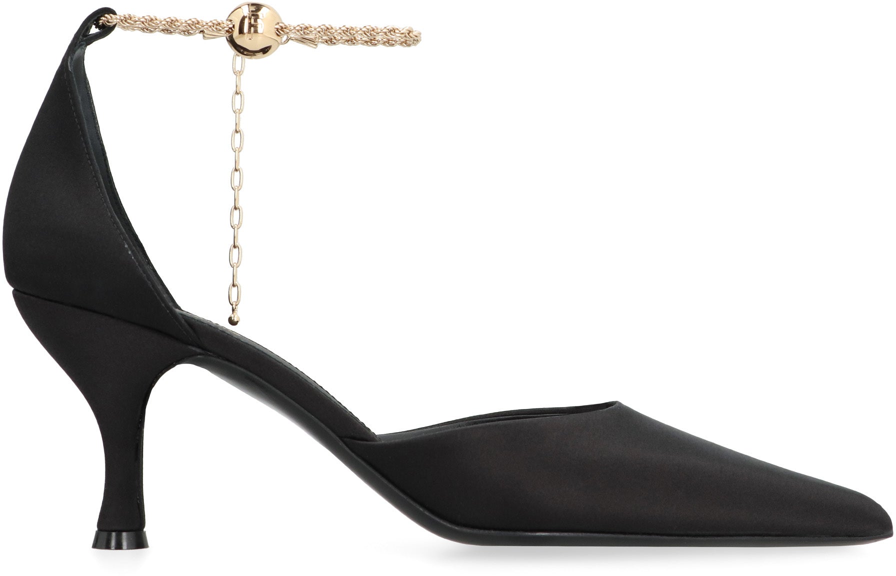 Shop Ferragamo Satin Slingback Pumps With Adjustable Ankle Strap And Stiletto Heel For Women In Black