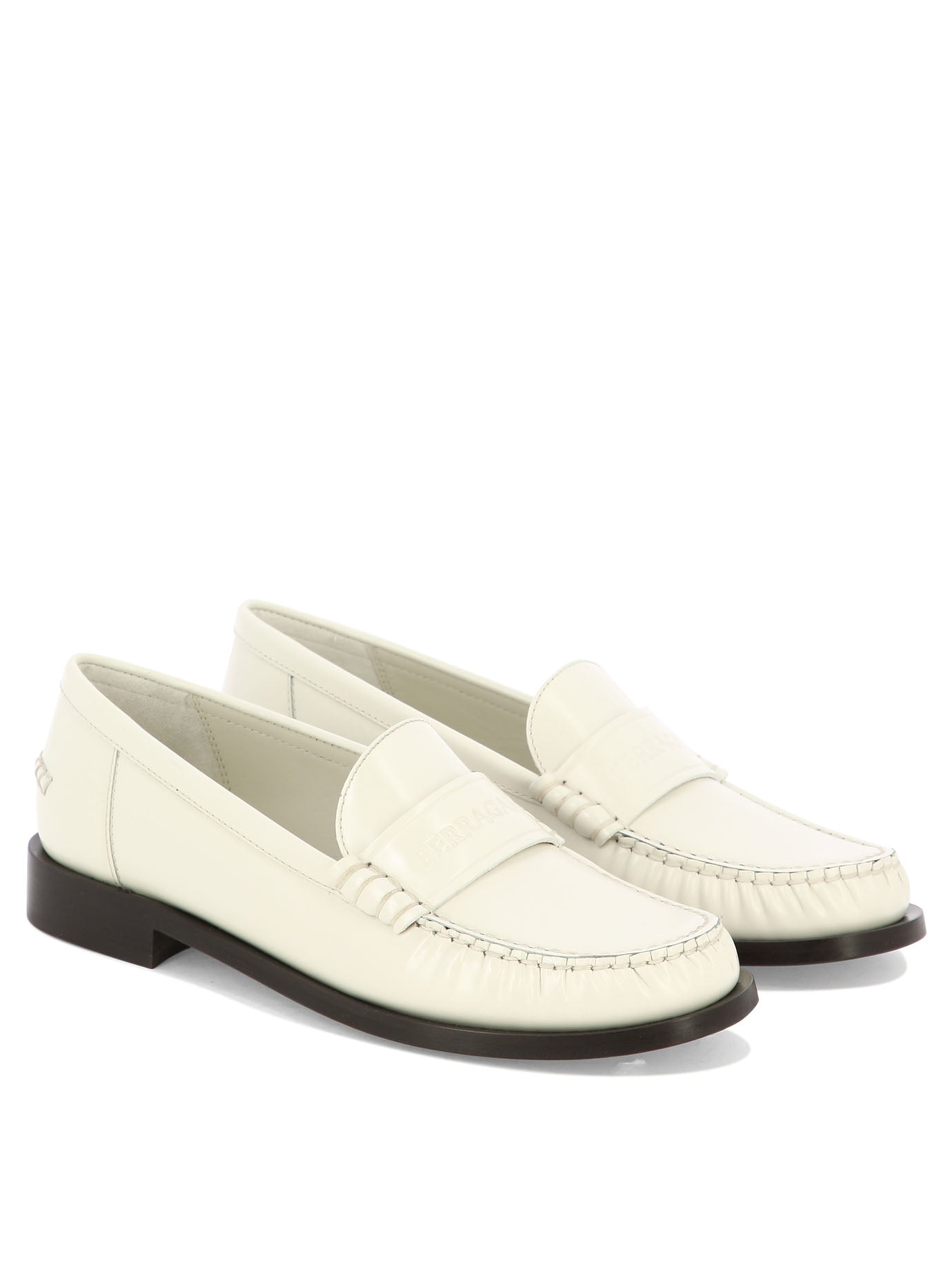 Shop Ferragamo Stylish White Slip-on Loafers For Women