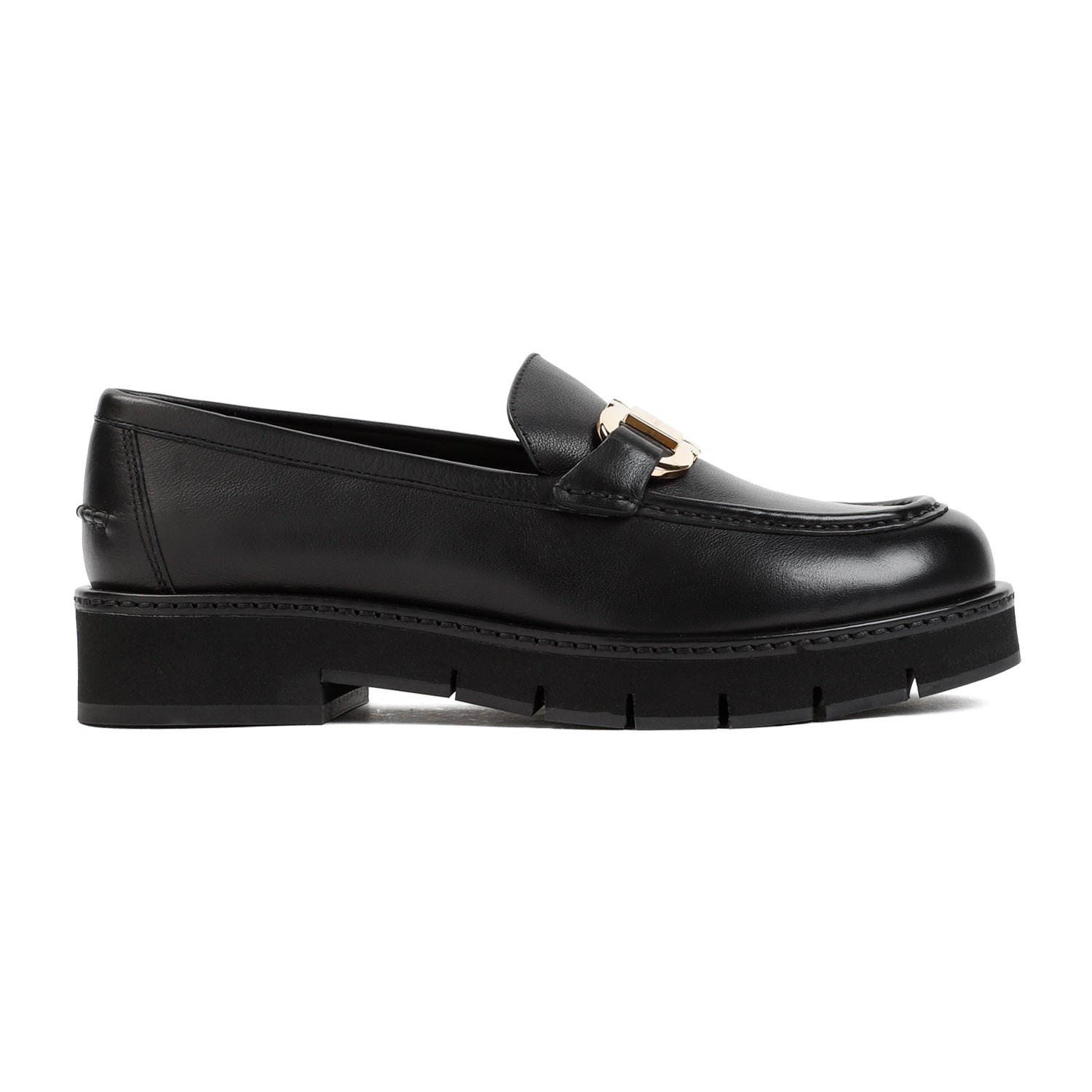 Shop Ferragamo Classic Black Leather Loafers For Women