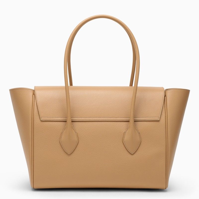 Shop Ferragamo Stylish And Functional Camel-coloured Grained Calfskin Tote Handbag For Women In Red