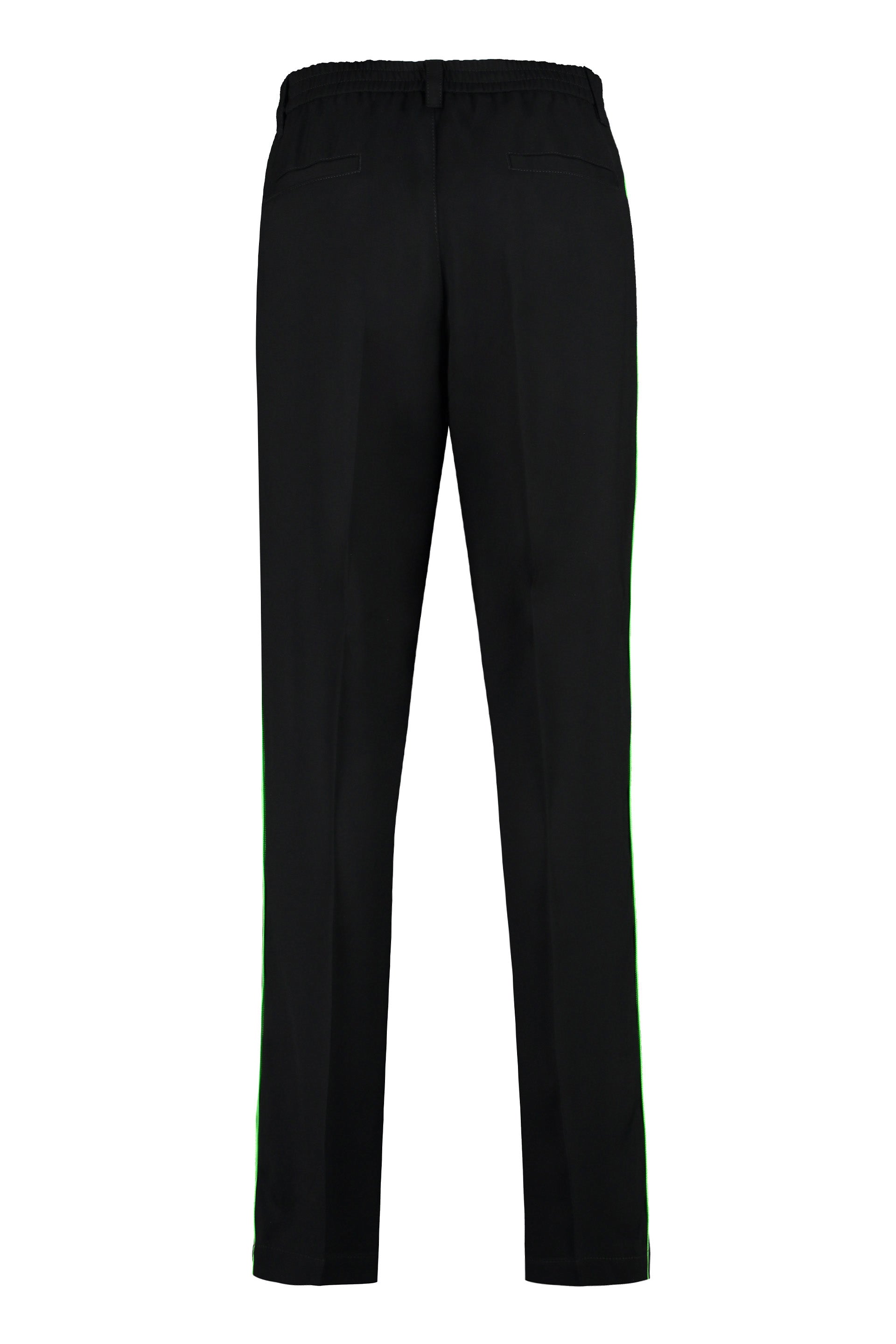 Shop Versace Men's Black Track Pants With  Logoed Side Stripes & Welt Pockets