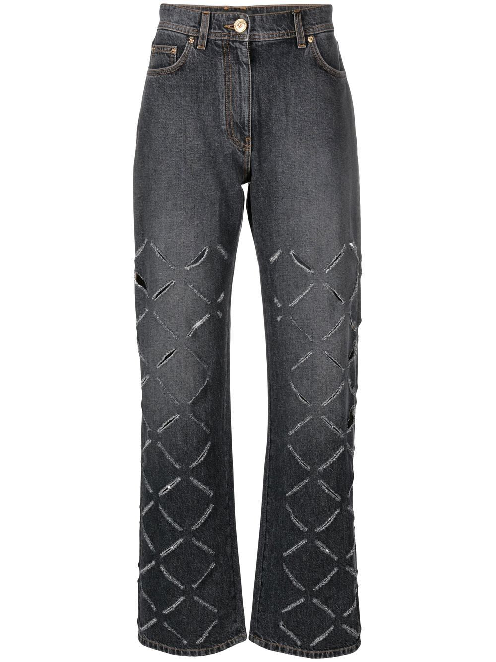 Versace Stylish Ss23 Denim Pants For Women In Black