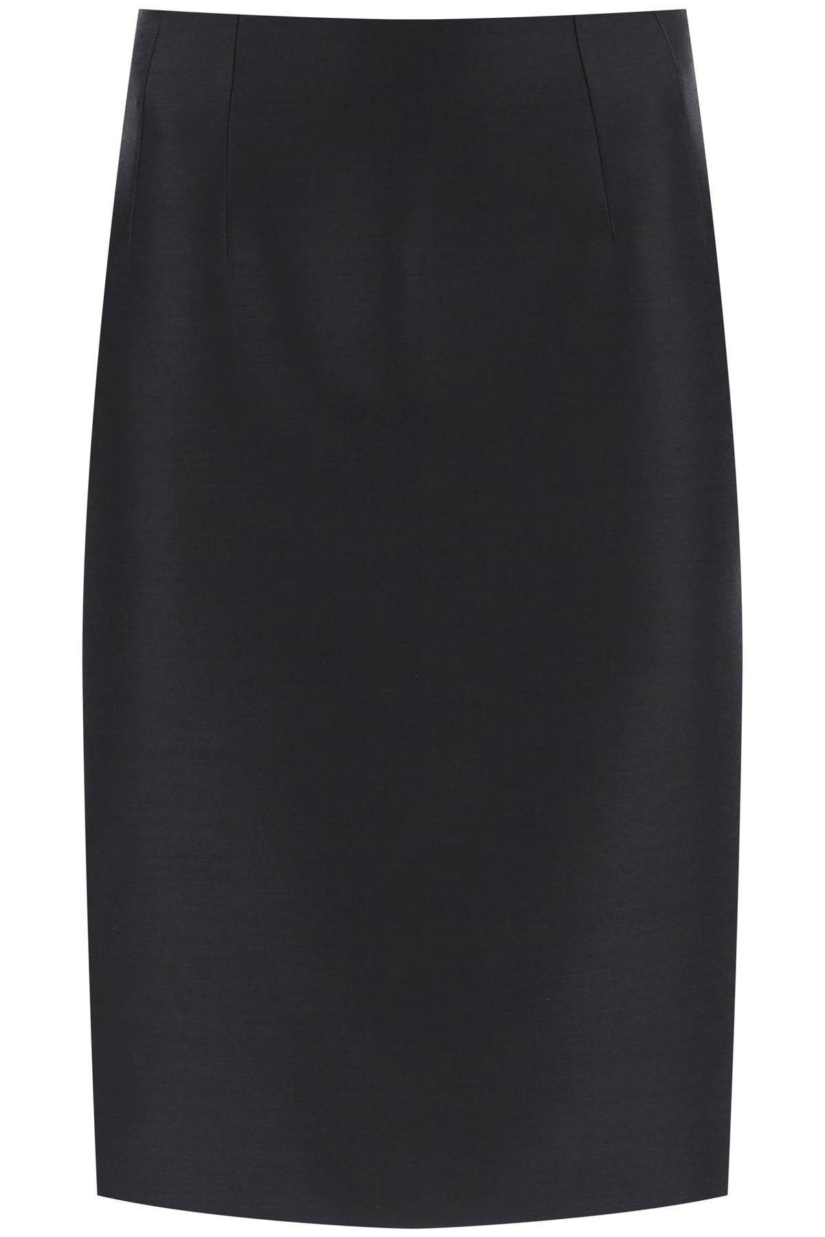 Versace Elegant Black Wool-silk Pencil Skirt For Women