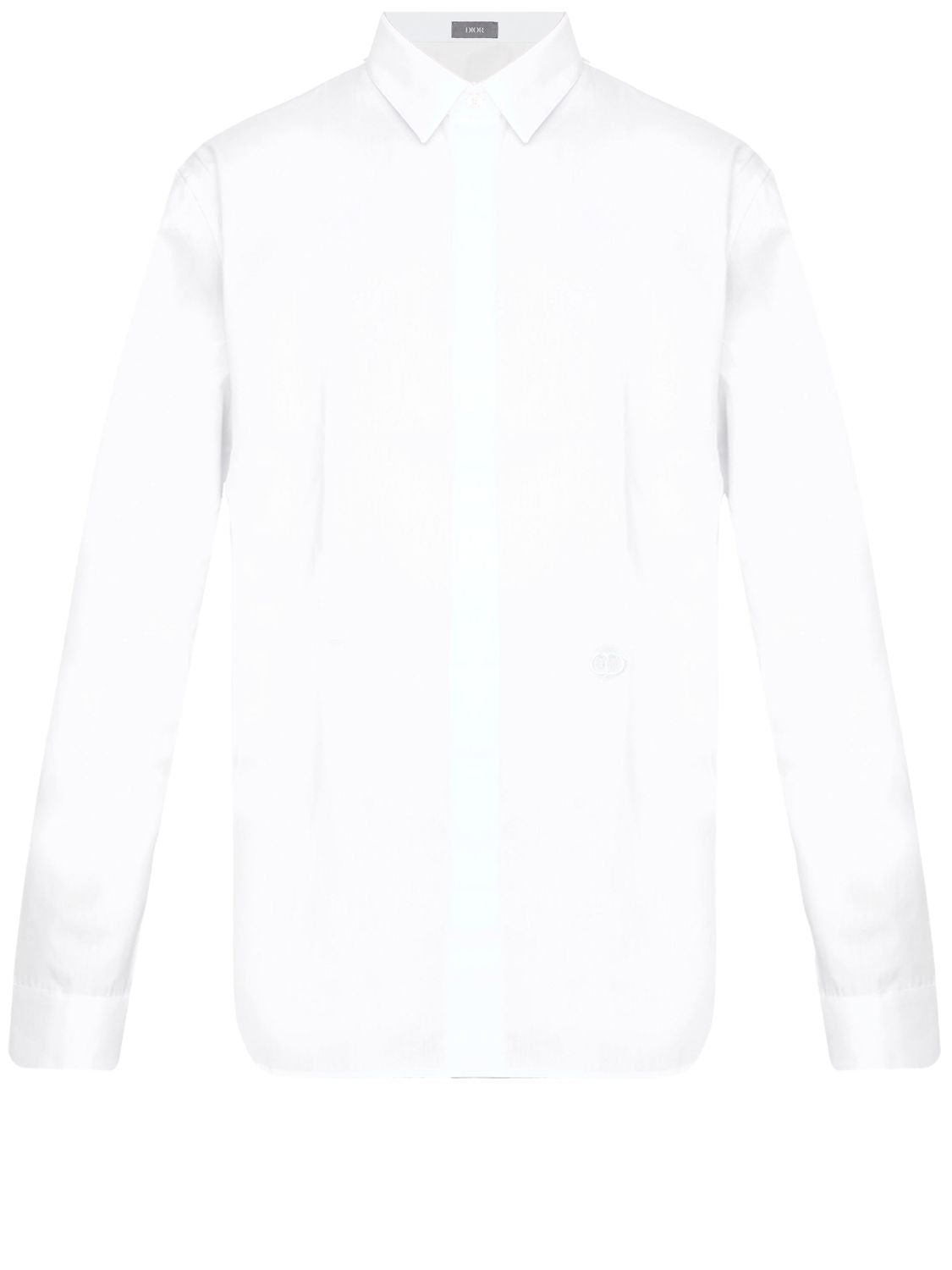 Dior Classic White Cotton Shirt With Tonal Icon Embroidery
