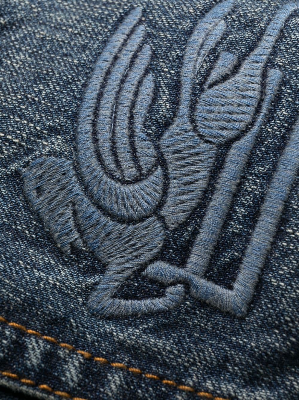 Shop Etro Blue High-rise Flared Cotton Denim Jeans