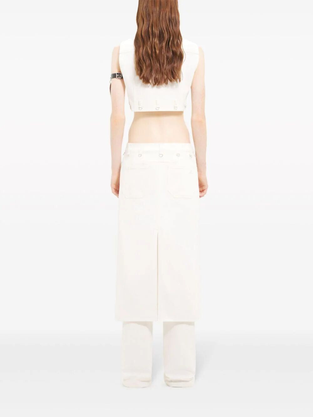 Shop Courrèges White Denim Midi Skirt For Women