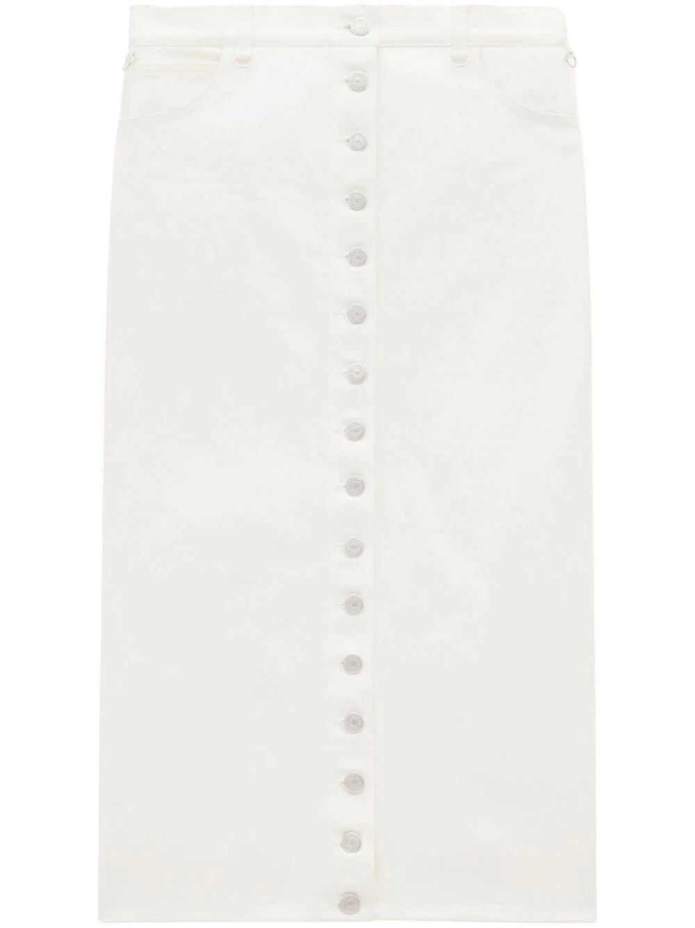 Shop Courrèges Low Rise Midi Denim Skirt In White For Women