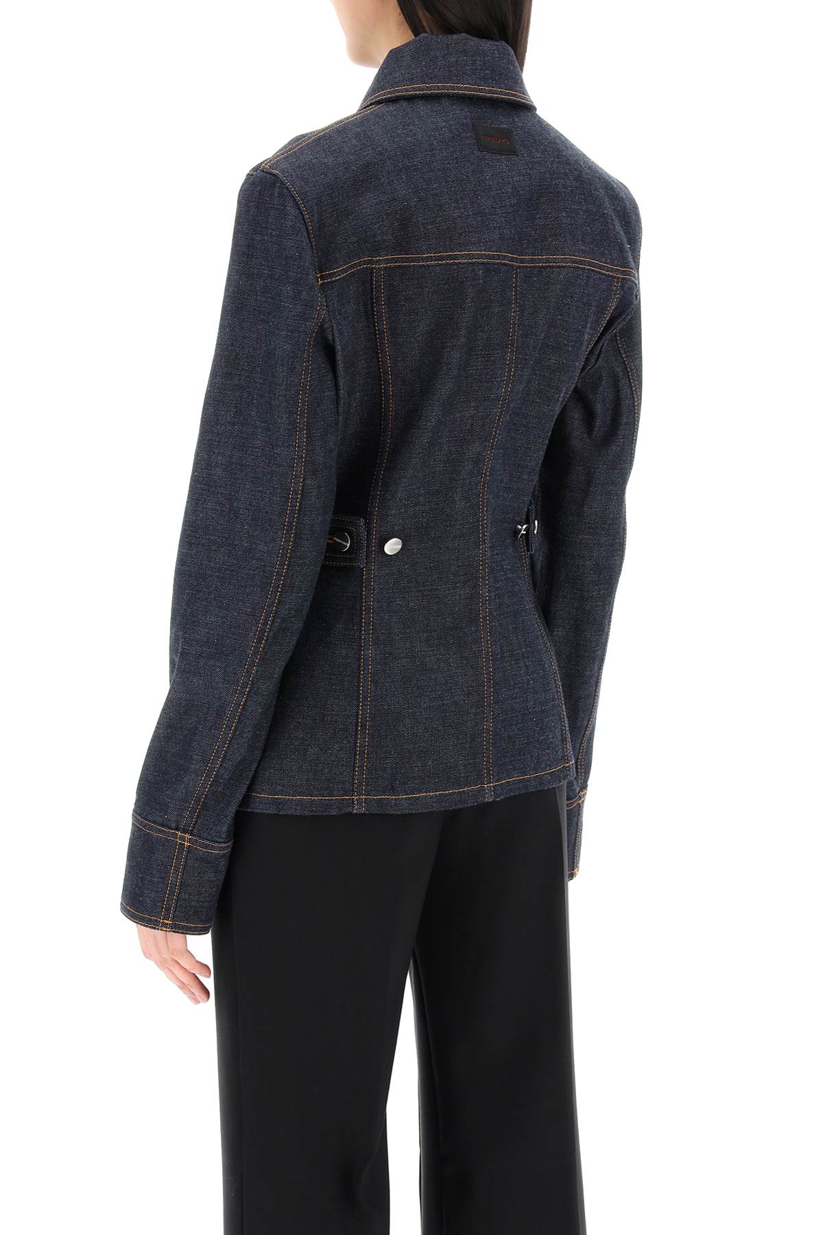 Shop Ferragamo Women's Blue Shaped Denim Jacket