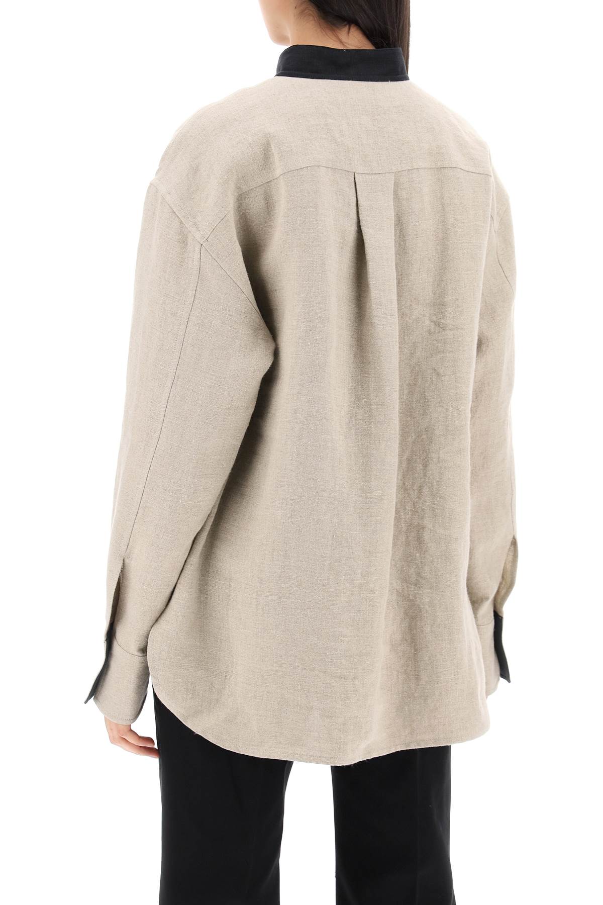 Shop Ferragamo Linen Tunic Shirt In Eight In Grey