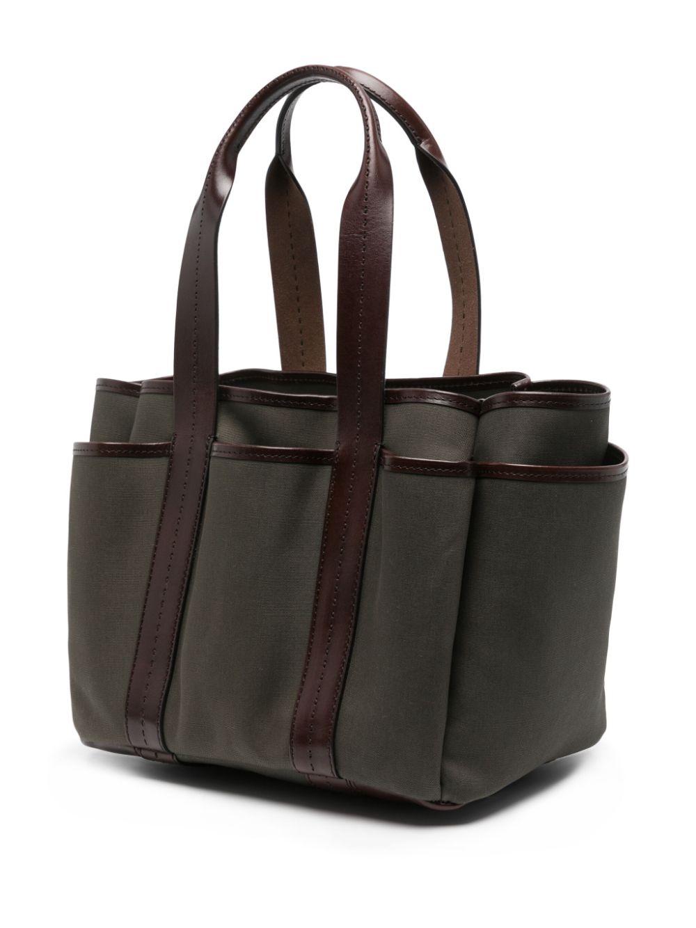 Shop Max Mara Green Canvas And Leather Tote For Women