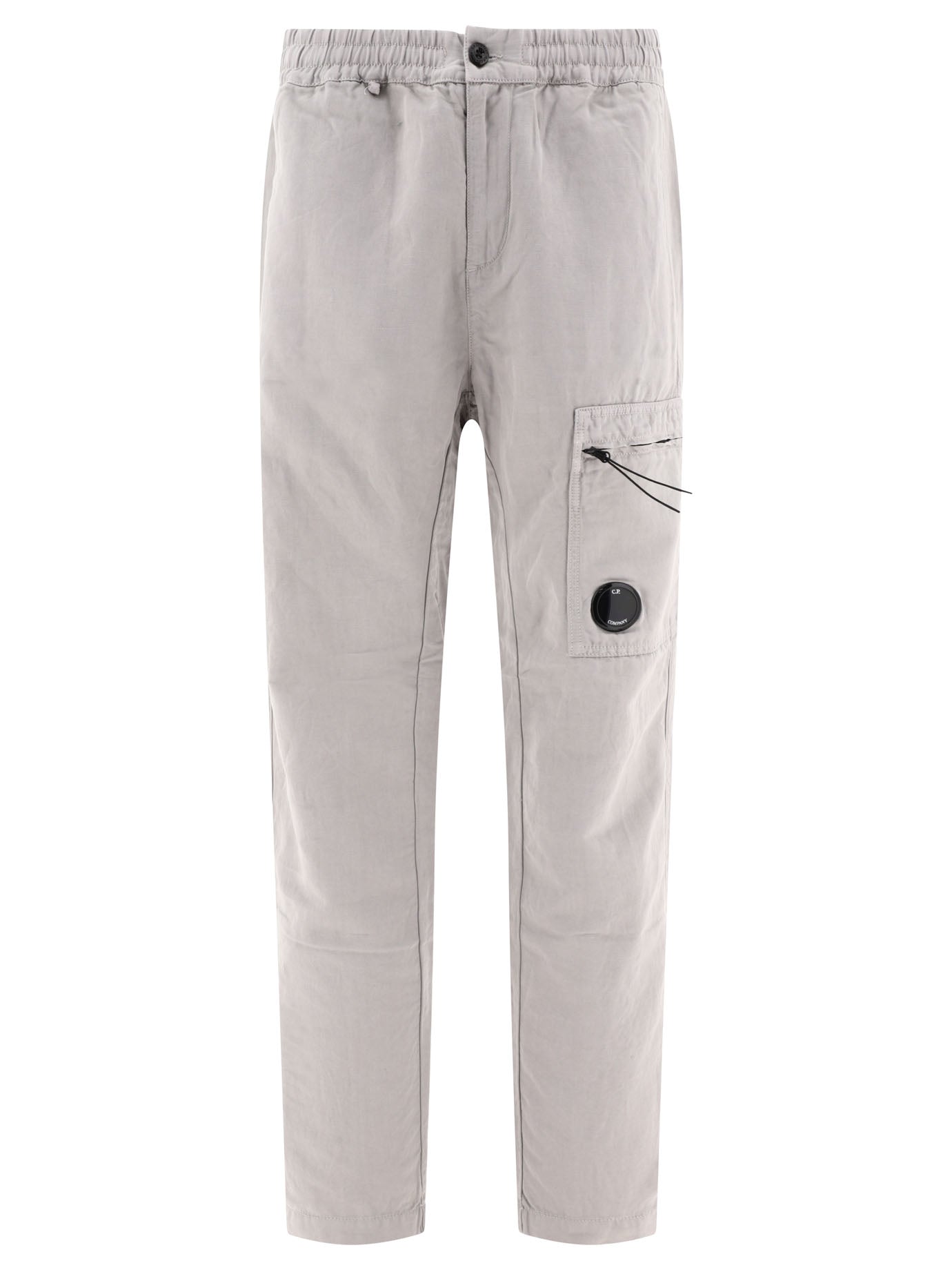C.p. Company Linen-blend Cargo Trousers In Gray