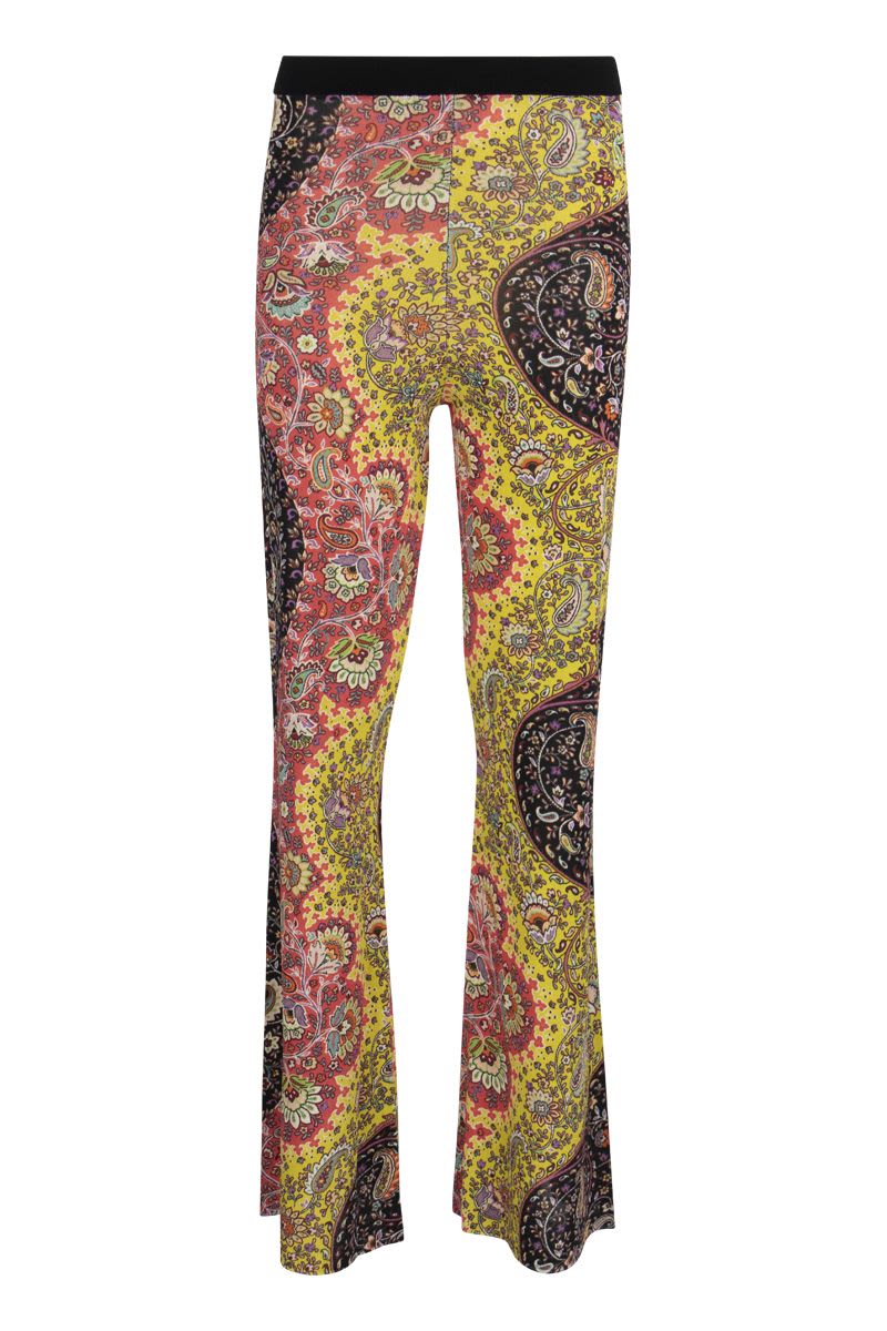 Etro Knit Trousers With Sinuous Paisley Print In Yellow