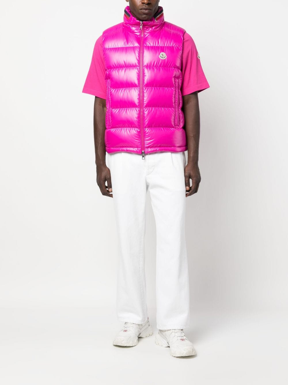 Shop Moncler Fw23 Men's Pink Vest For Fashionable Layering