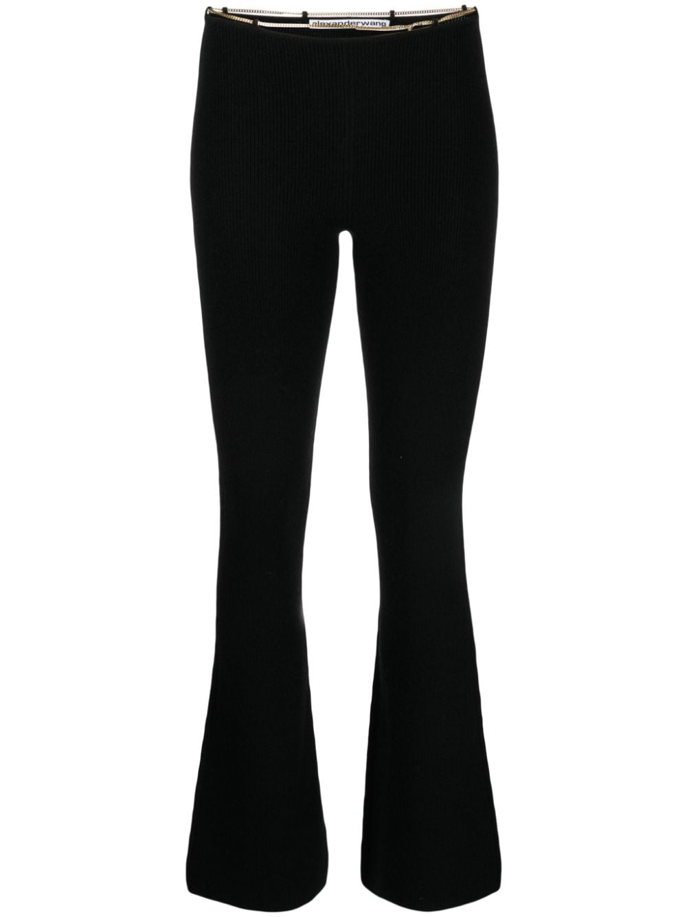 Alexander Wang Modern Sophistication: Ribbed Chain-link Flared Trousers In Black