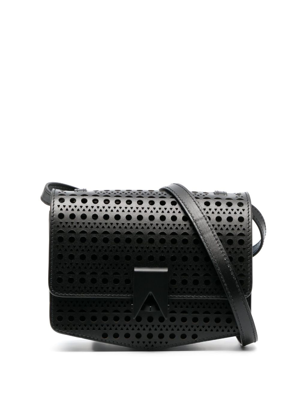 Alaïa Black Perforated Crossbody Shoulder Bag For Women In Noir