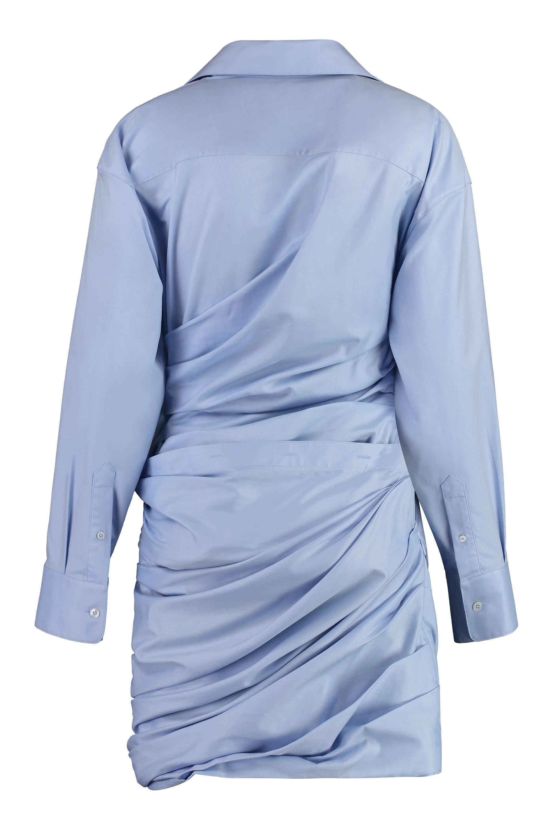 Shop Alexander Wang Light Blue Cotton Mini-dress With Shirt Style Collar And Cuffs