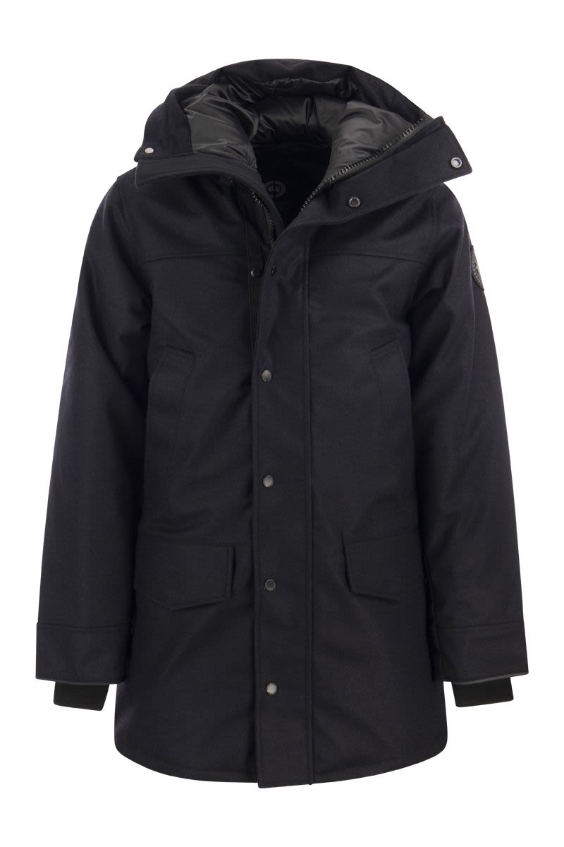 Canada Goose Mens Winter Parka Jacket With Down Filled Hood And Inner Pockets In Navy