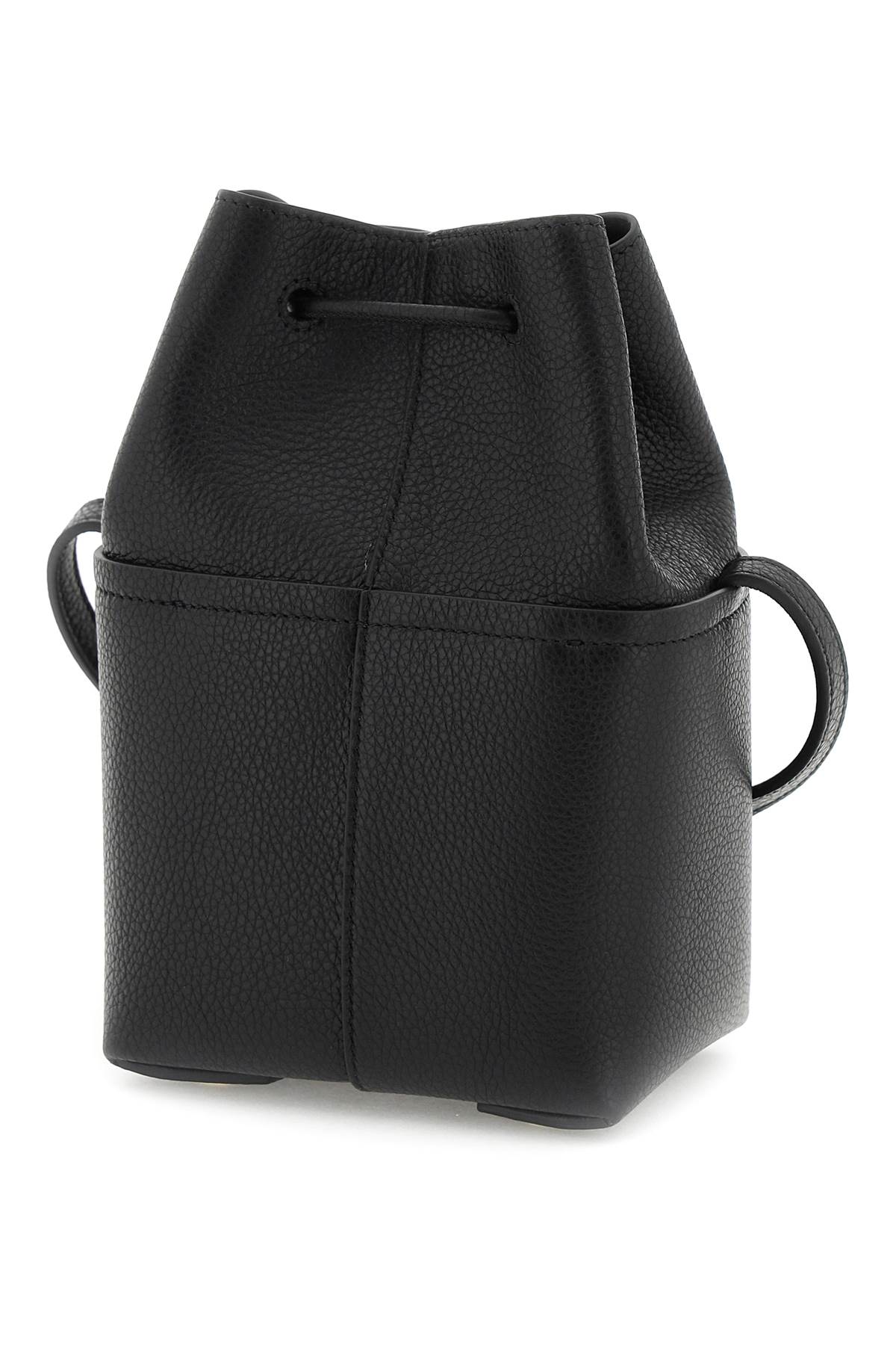 Shop Ferragamo Double Gancini Hook Mini Bucket Handbag With Adjustable Strap In Black