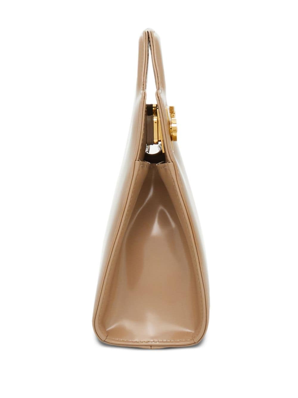 Shop Ferragamo Beige Leather Top-handle Handbag For Women