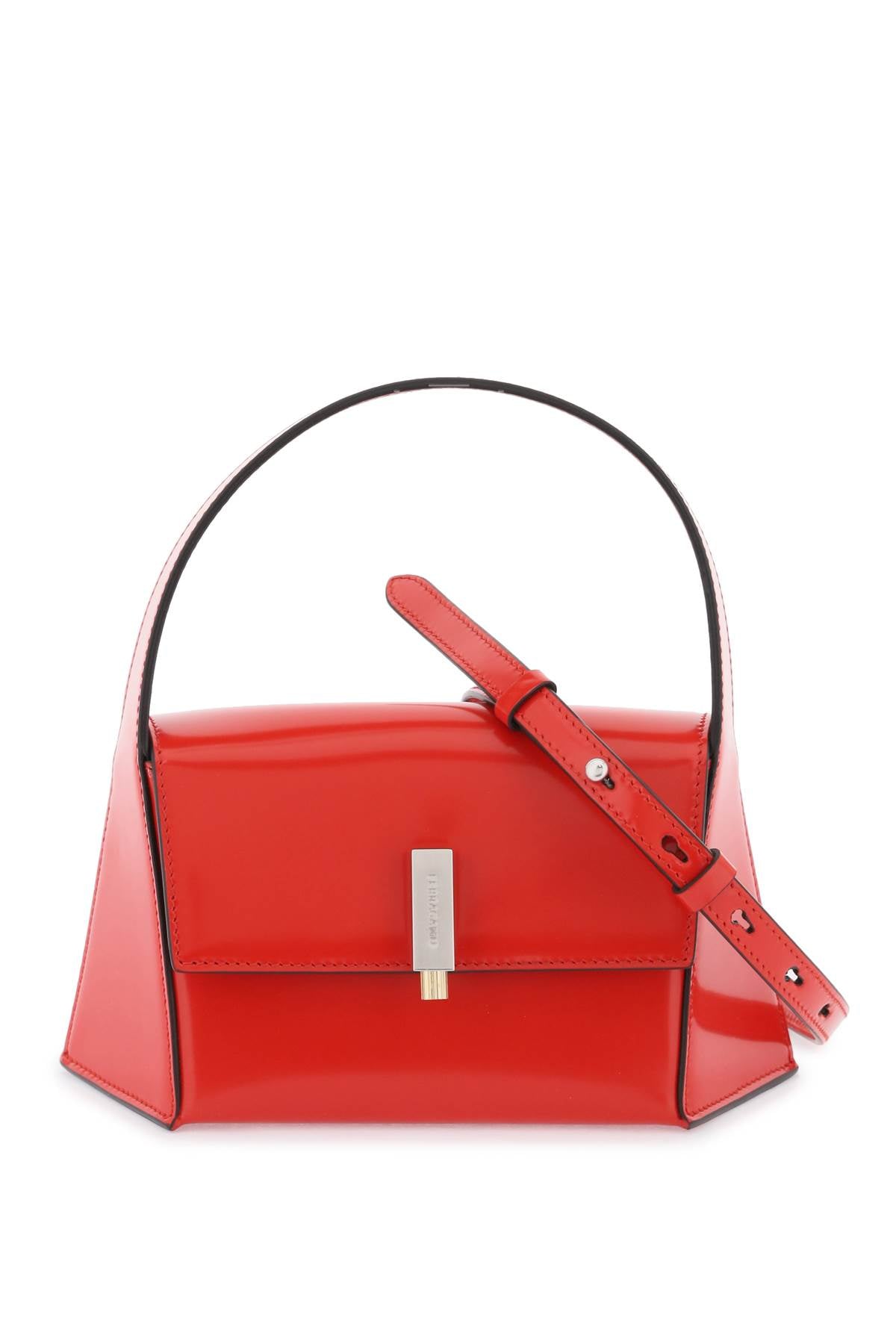Shop Ferragamo Geometric Red Leather Handbag For Women