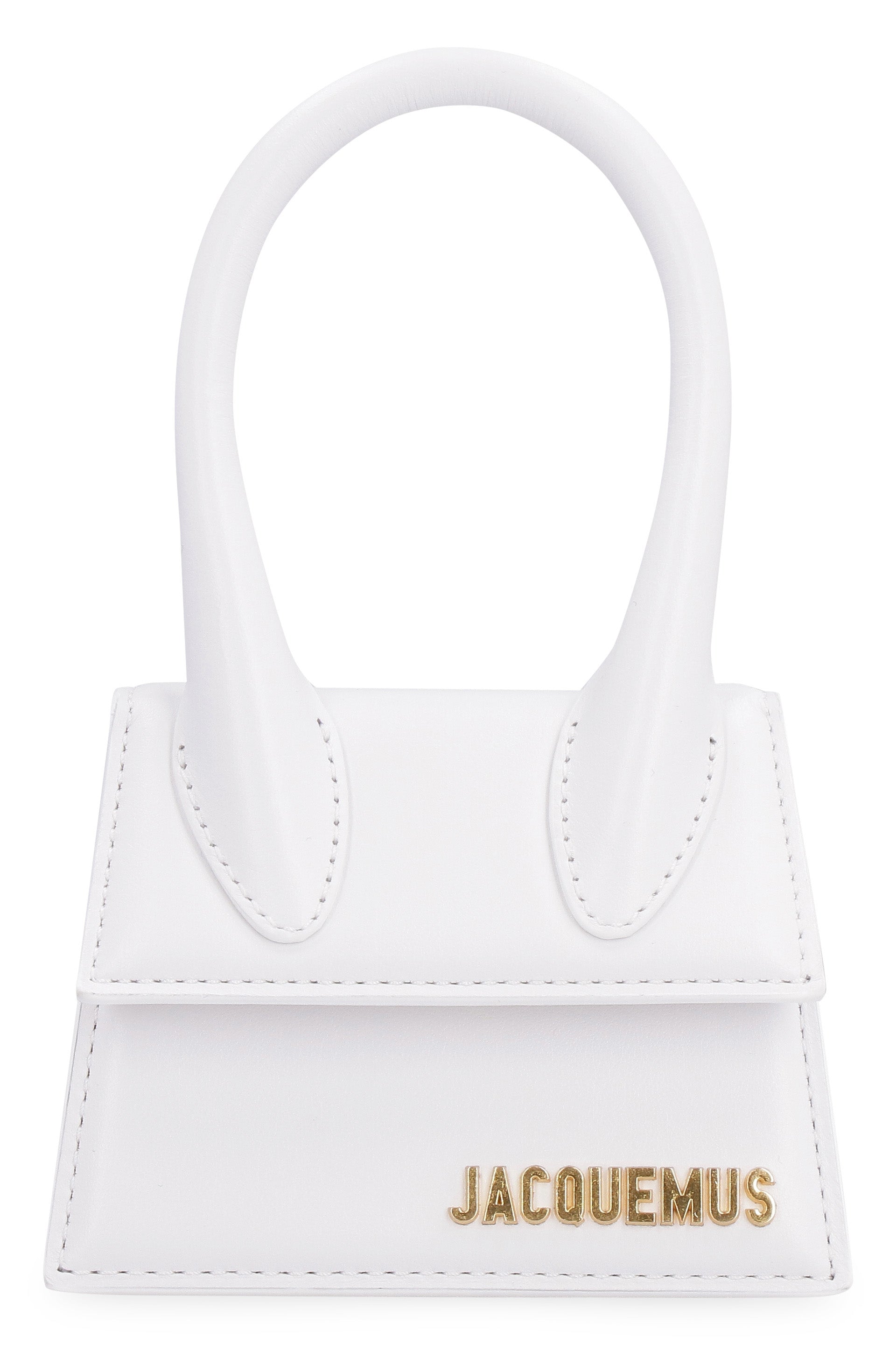 Shop Jacquemus Mini Smooth Leather Handbag With Gold-tone Hardware And Adjustable Strap In White