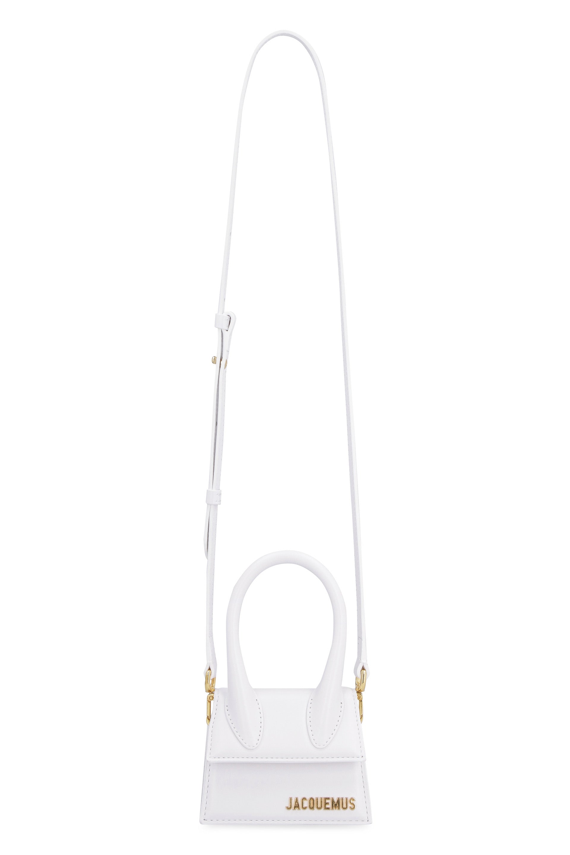 Shop Jacquemus Mini Smooth Leather Handbag With Gold-tone Hardware And Adjustable Strap In White