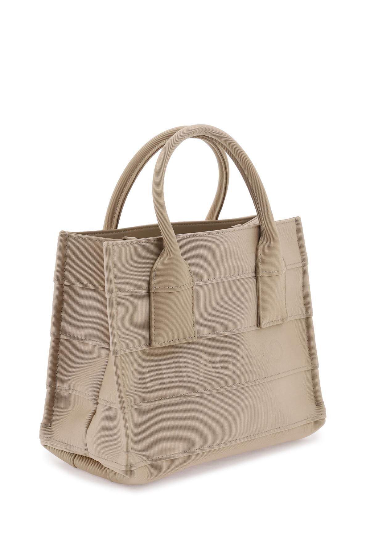 Shop Ferragamo Stylish Beige Tote Handbag With Grograin Structure And Maxi Lettering Logo