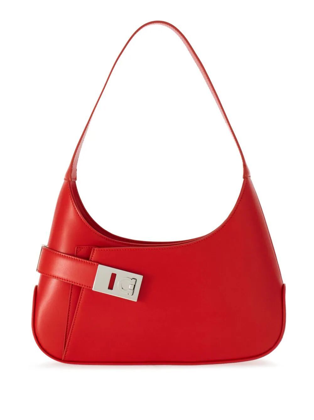 Shop Ferragamo Luxurious Red Calf Leather Shoulder Bag For Women