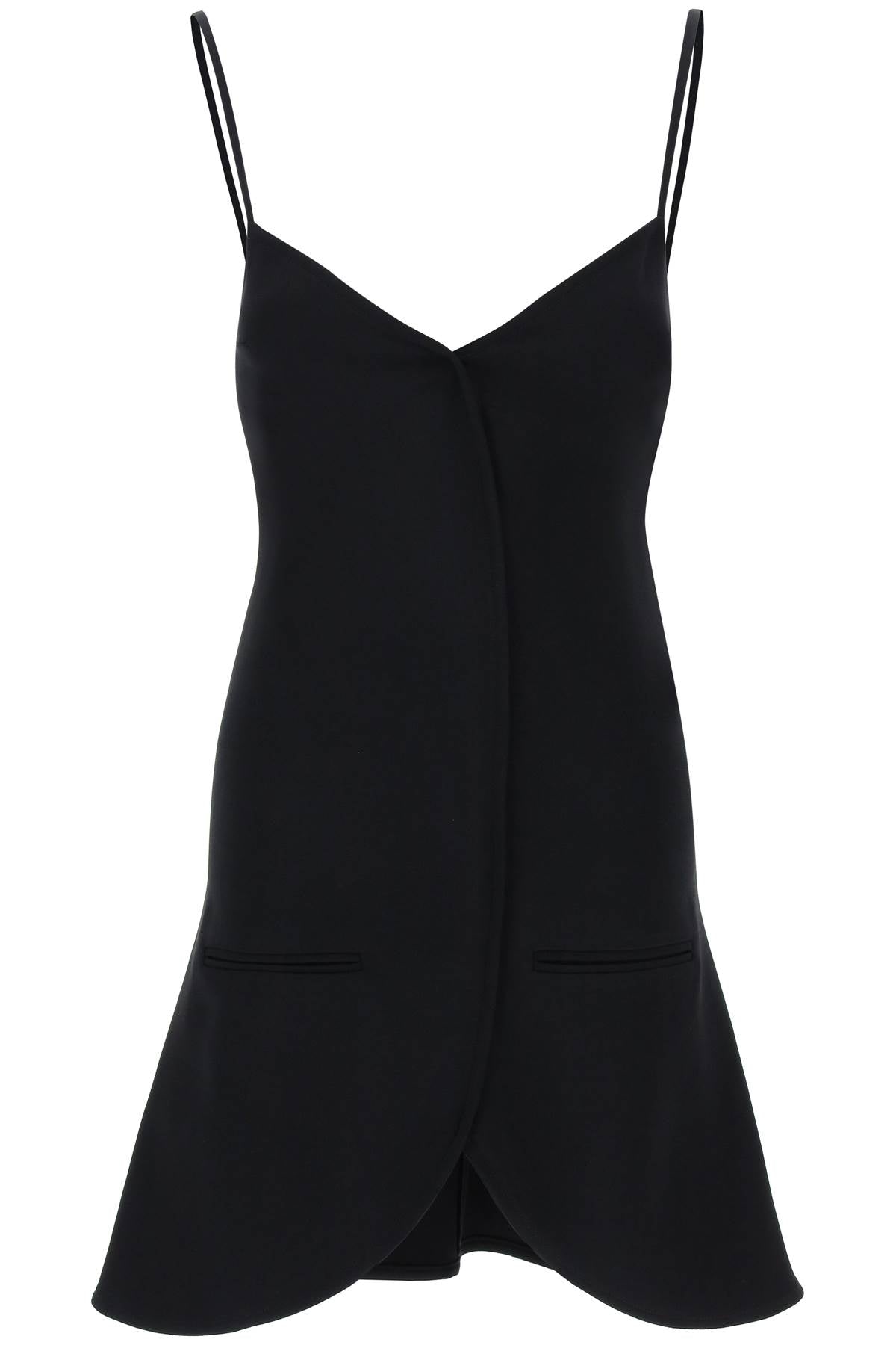 Shop Courrèges Flared Black Dress With Layered Front And V-neckline